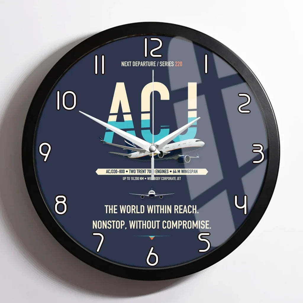 Airbus ACJ330neo / exact ACJ330-800 design on navy blue framed wall clock