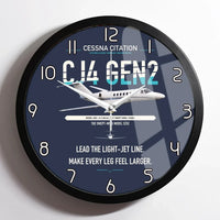 Thumbnail for Cessna Citation CJ4 Gen2 design on navy blue framed wall clock