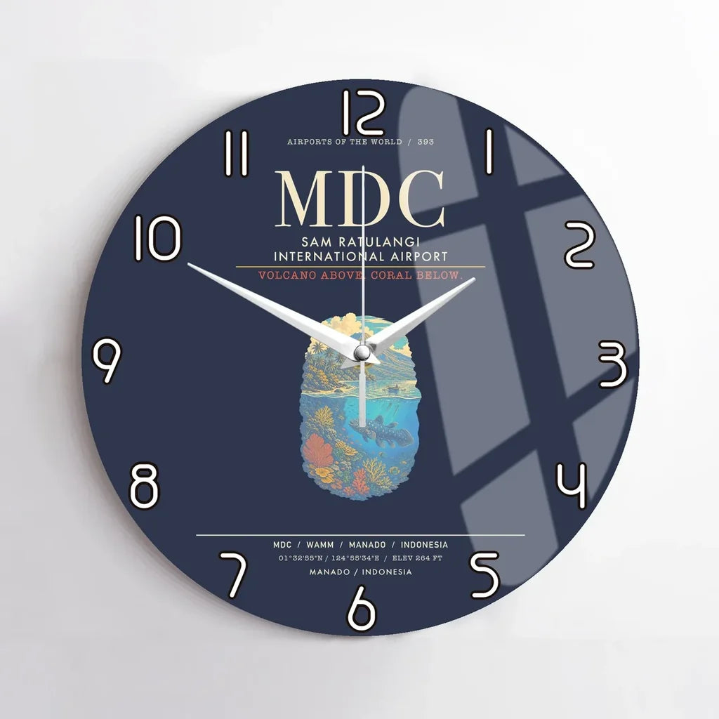 Sam Ratulangi International Airport Manado MDC Wall-Clock No-Frame - Navy Blue