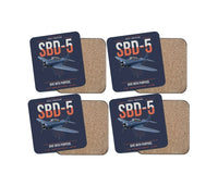 Thumbnail for SBD-5 Dauntless design on navy blue 4 pieces set coaster