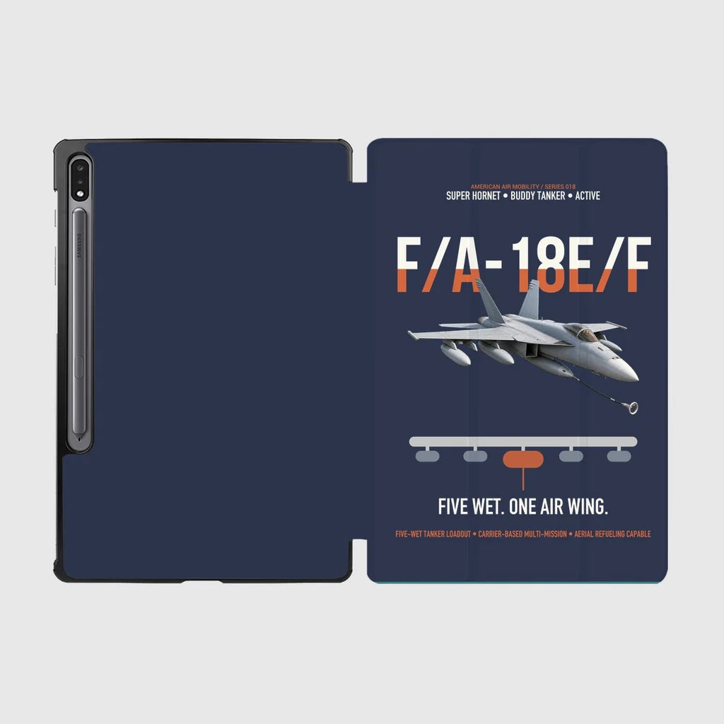 F A-18E F Buddy Tanker design on navy blue samsung tablet tablet case