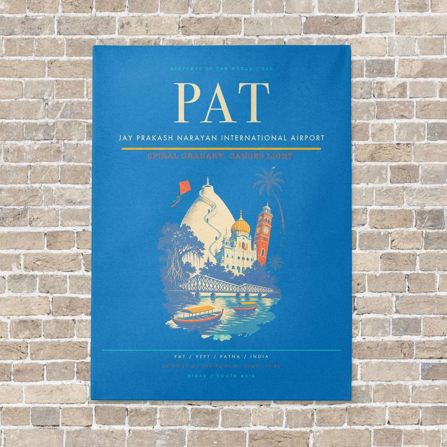 Jay Prakash Narayan International Airport PAT vertical canvas print - no frame - turquoise background