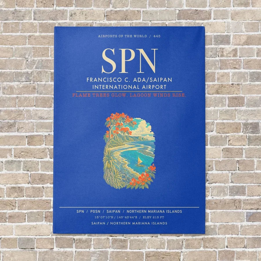Francisco C. Ada Saipan International Airport SPN - Canvas Framed - Blue