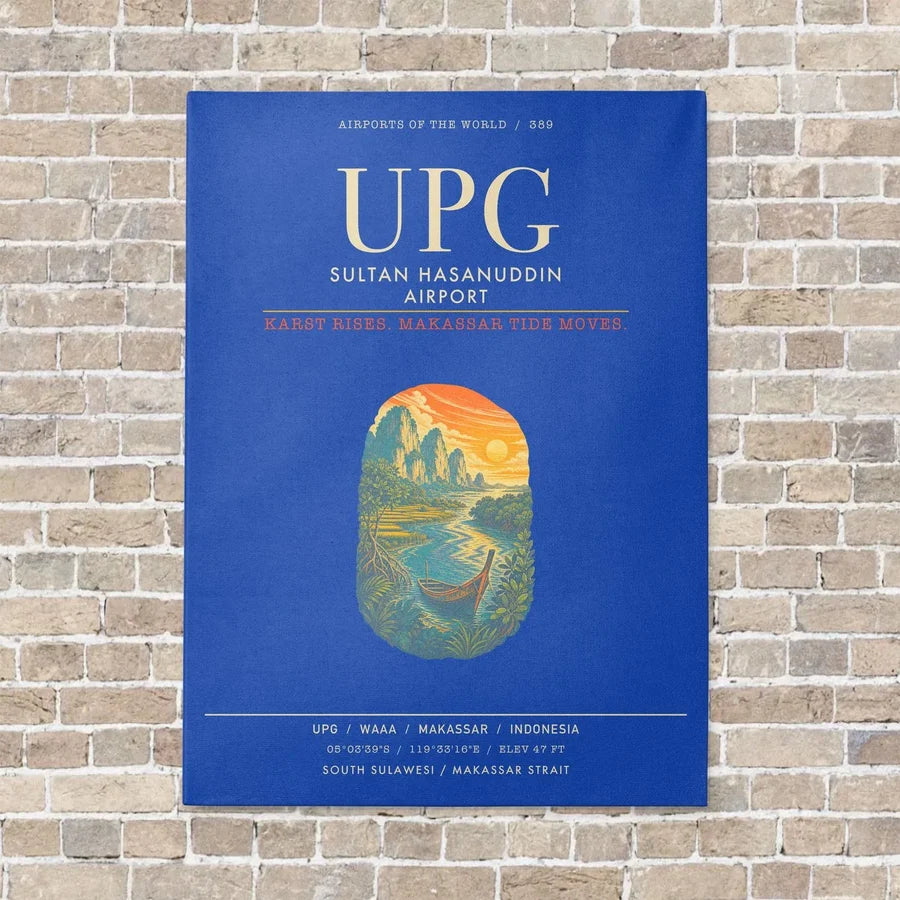 Sultan Hasanuddin Airport UPG - Canvas Framed - Blue