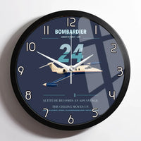 Thumbnail for Bombardier Learjet 24 design on navy blue framed wall clock