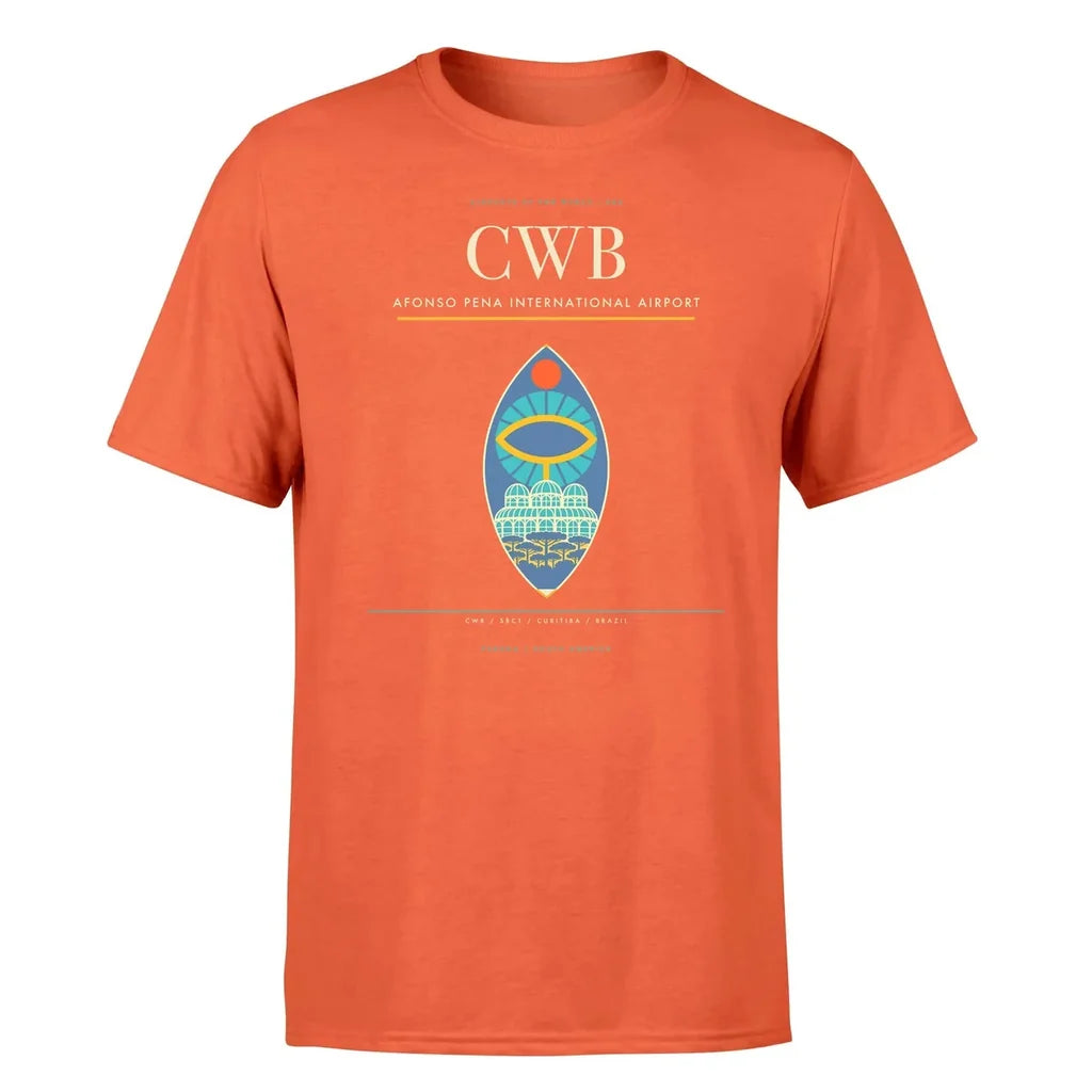 Afonso Pena International Airport (CWB) T-Shirt single-side front print in Orange | afonso-pena-international-airport-cwb-double-side-t-shirt