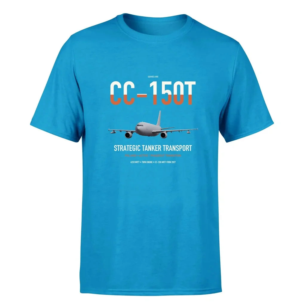 Airbus CC-150T Polaris design on turquoise double-side t-shirt, single-side print