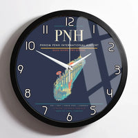 Thumbnail for Phnom Penh International Airport (PNH) design on navy blue framed wall clock