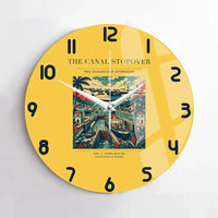 Thumbnail for VINTAGE G4077 - The Canal Stopover - Designed Wall Clocks design on yellow no-frame