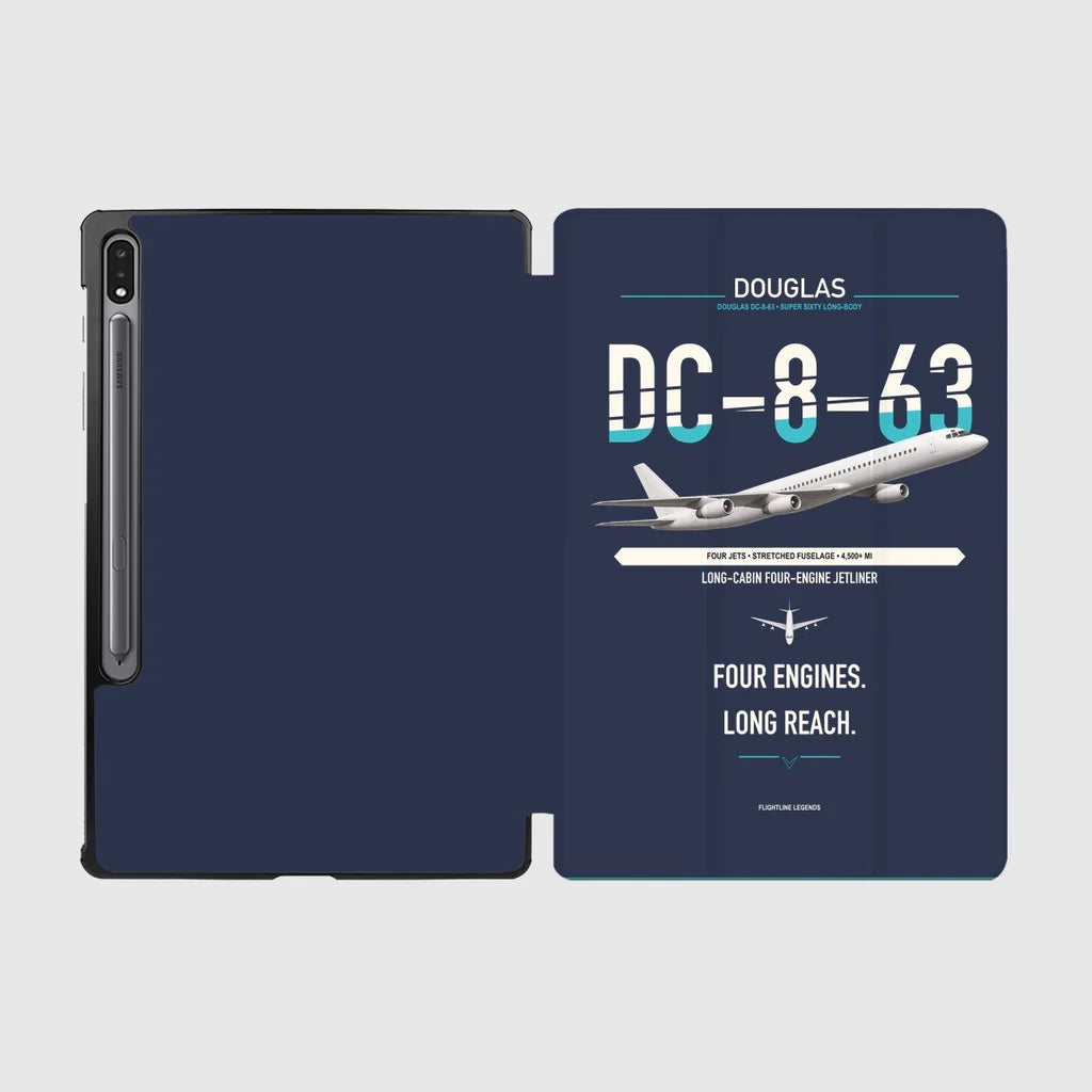 Douglas DC-8-63 design on navy blue samsung tablet tablet case