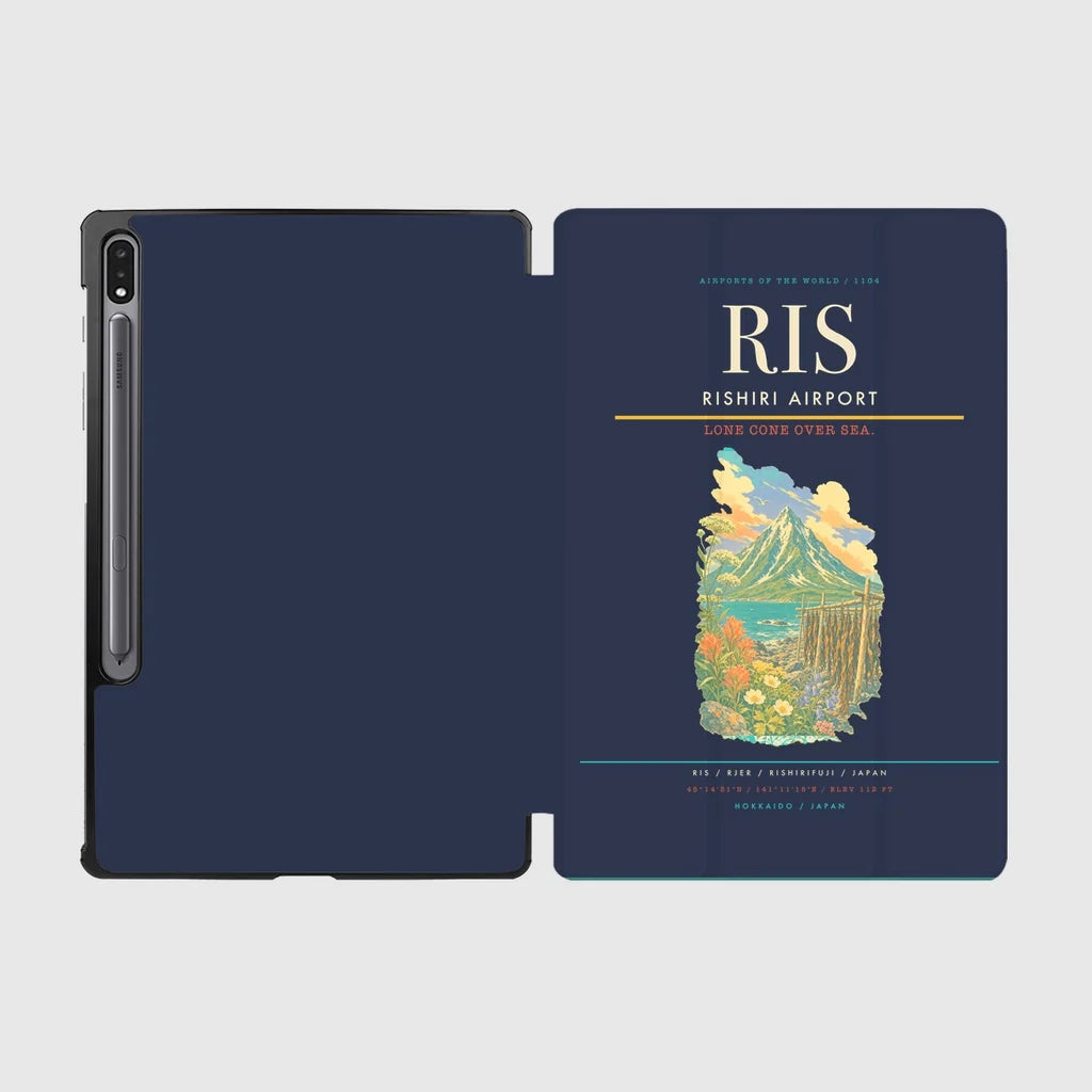 Rishiri Airport (RIS) design on navy blue samsung tablet tablet case