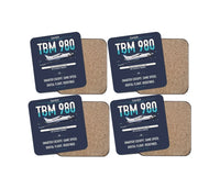 Thumbnail for Daher TBM 980 design on navy blue 4 pieces set coaster