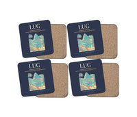Thumbnail for Lugano Airport (LUG) design on navy blue 4 pieces set coaster
