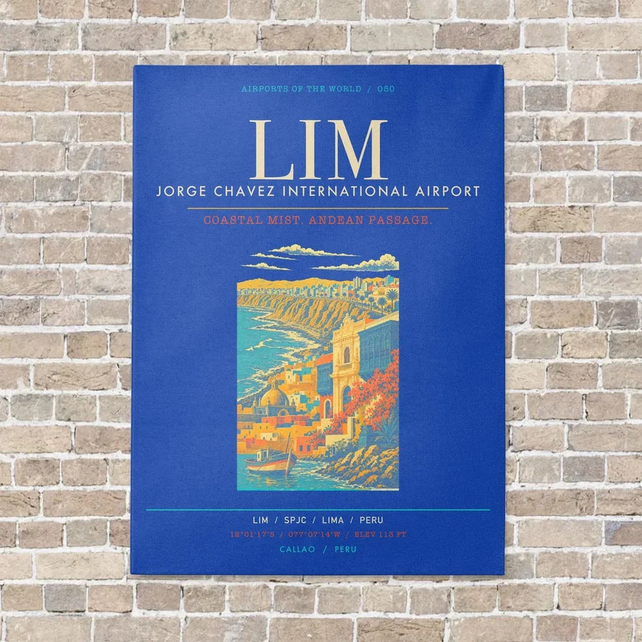 Lima Jorge Chavez International Airport LIM - Canvas Framed - Blue