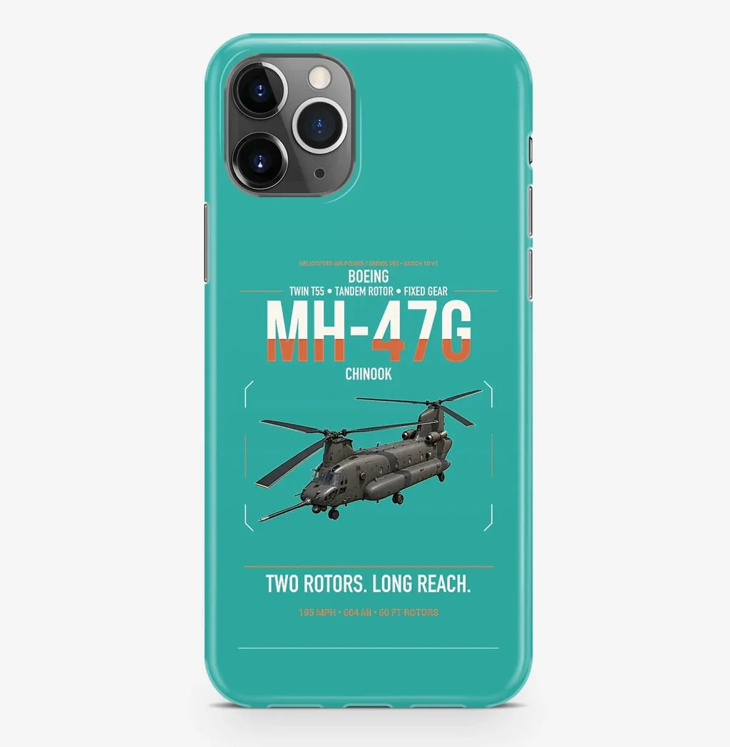 Boeing MH-47G Chinook design on turquoise magsafe iphone case, for iPhone Pro Max