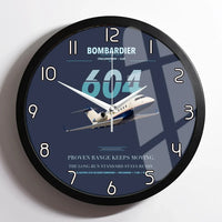 Thumbnail for Bombardier Challenger 604 design on navy blue framed wall clock