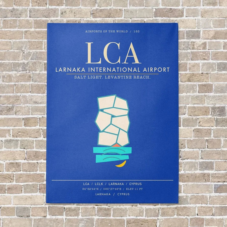 Larnaka International Airport LCA - Canvas Framed - Blue