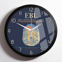 Thumbnail for Erbil International Airport (EBL) design on navy blue framed wall clock