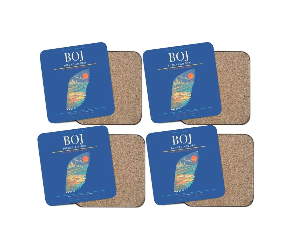Burgas Airport BOJ Coaster 4-Pieces-Set - Blue
