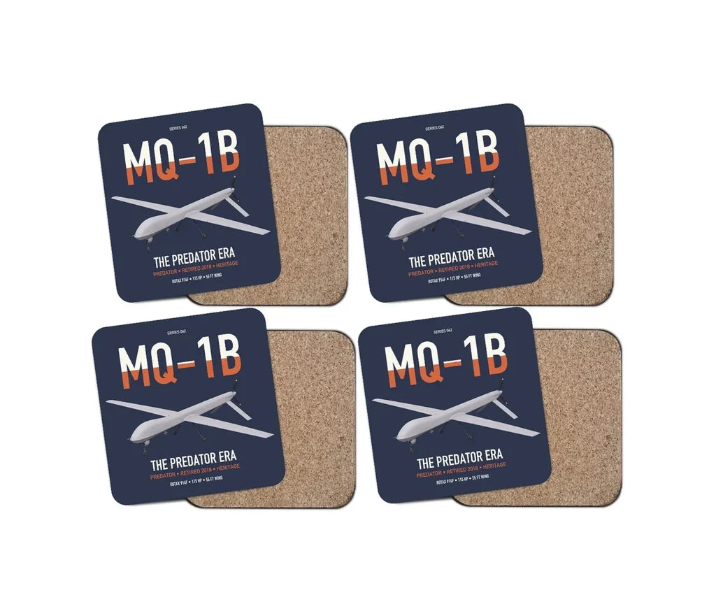 MQ-1B Predator design on navy blue 4 pieces set coaster