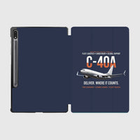 Thumbnail for C-40A Clipper Fleet Logistics Ready design on navy blue samsung tablet tablet case