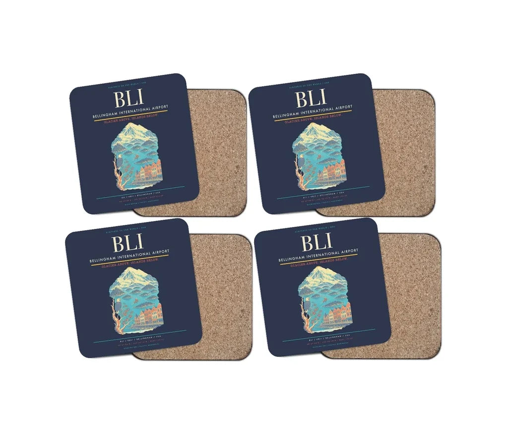 Bellingham International Airport BLI Coaster 4-Pieces-Set - Navy Blue