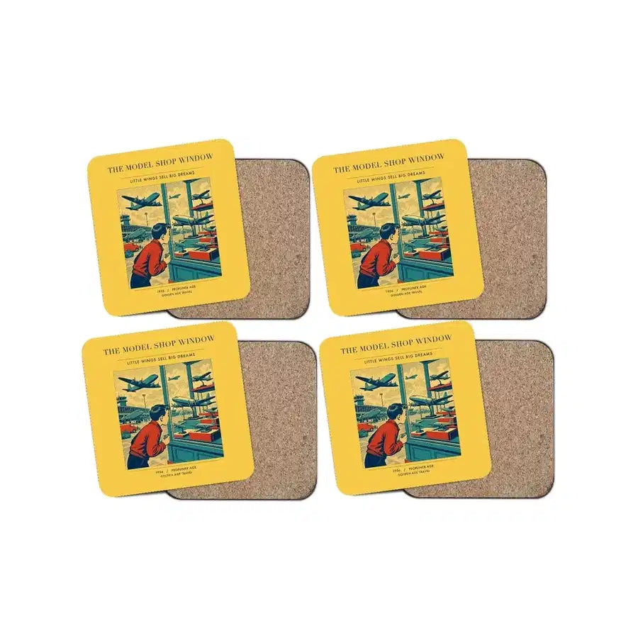 The Model Shop Window - Designed Coasters design on yellow 4-pieces-set