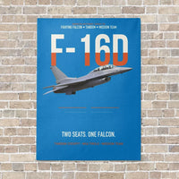 Thumbnail for F-16D Fighting Falcon Two Seats One Falcon vertical canvas print - no frame - turquoise background