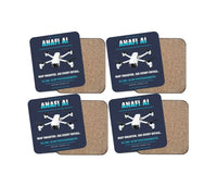 Thumbnail for Parrot ANAFI Ai design on navy blue 4 pieces set coaster