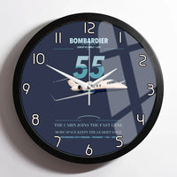 Thumbnail for Bombardier Learjet 55 design on navy blue framed wall clock