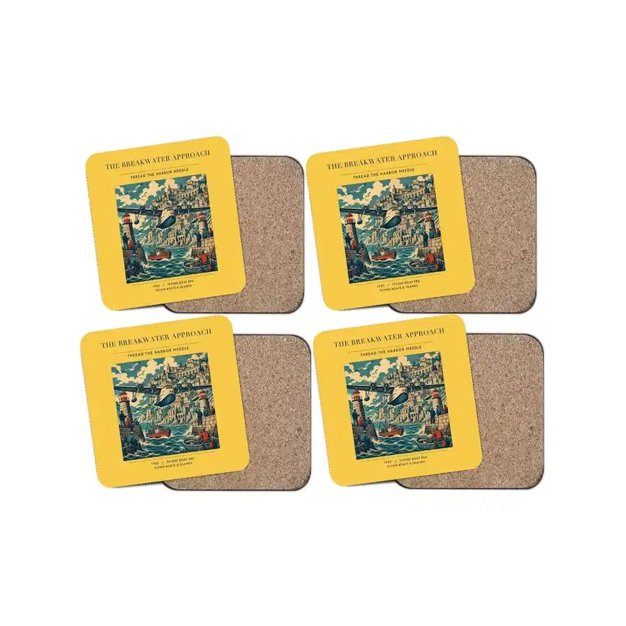 The Breakwater Approach - Designed Coasters design on yellow 4-pieces-set