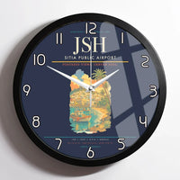 Thumbnail for Sitia Public Airport (JSH) design on navy blue framed wall clock