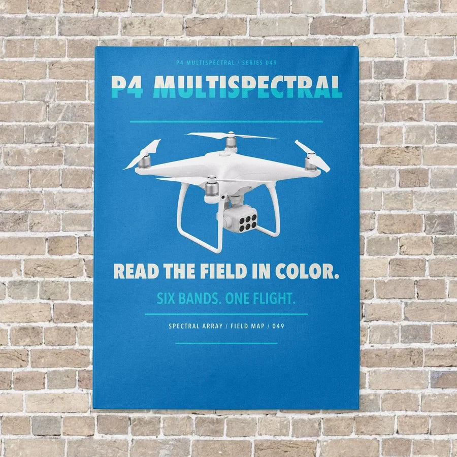 DJI P4 Multispectral vertical canvas print - no frame - turquoise background