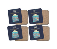 Thumbnail for Sitka Rocky Gutierrez Airport (SIT) design on navy blue 4 pieces set coaster