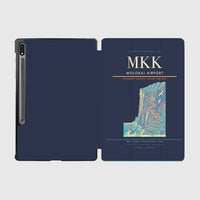Thumbnail for Molokai Airport (MKK) design on navy blue samsung tablet tablet case