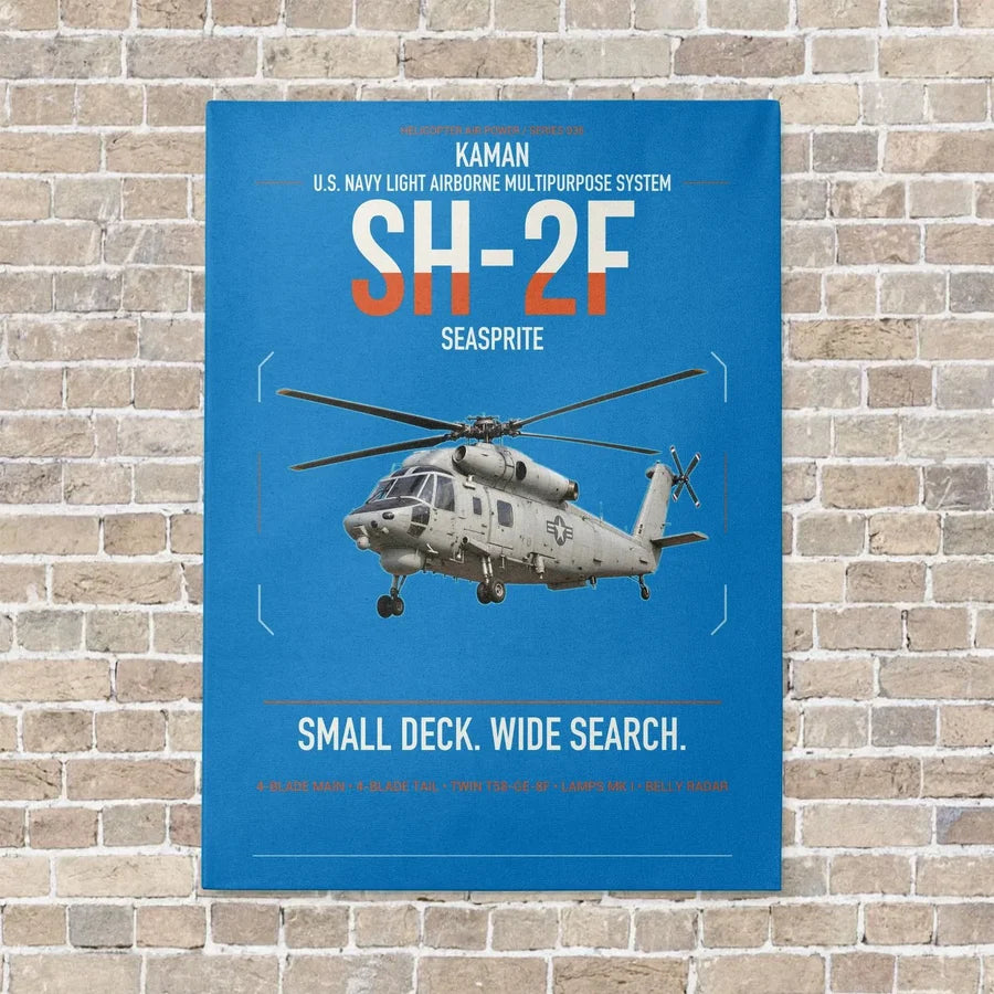 Kaman SH-2F Seasprite vertical canvas print - no frame - turquoise background