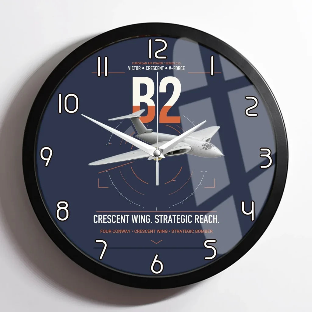 Handley Page Victor B2 design on navy blue framed wall clock