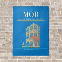 Thumbnail for Mobile Regional Airport MOB vertical canvas print - no frame - turquoise background