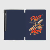 Thumbnail for Pilot Mom design on navy blue samsung tablet tablet case