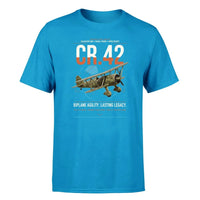 Thumbnail for Fiat CR.42 Falco design on turquoise t-shirt, single-side print