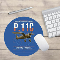 Thumbnail for PZL P.11c design on blue round mouse pad