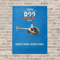 Thumbnail for Robinson R22 Beta II vertical canvas print - no frame - turquoise background