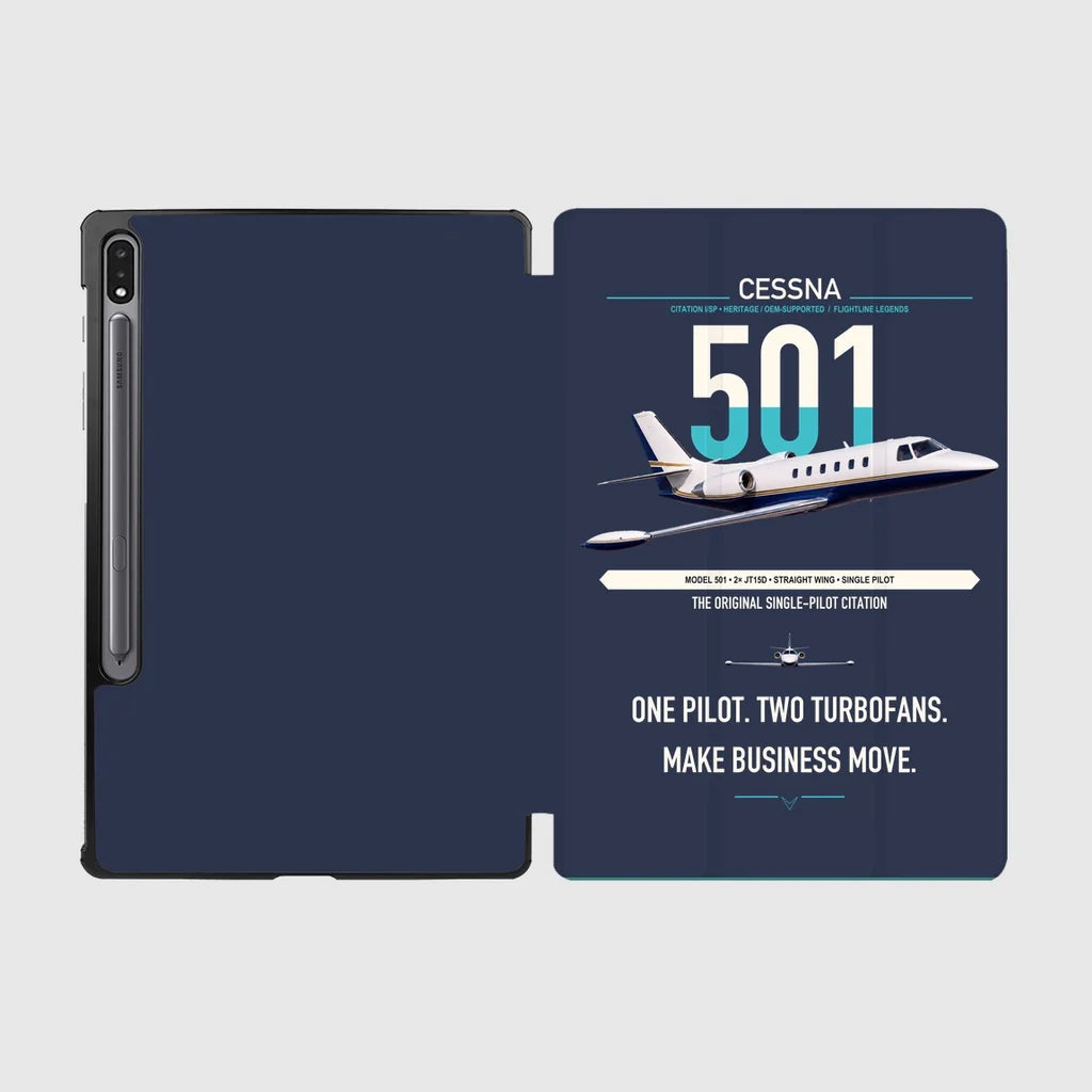 Cessna 501 Citation I SP design on navy blue samsung tablet tablet case