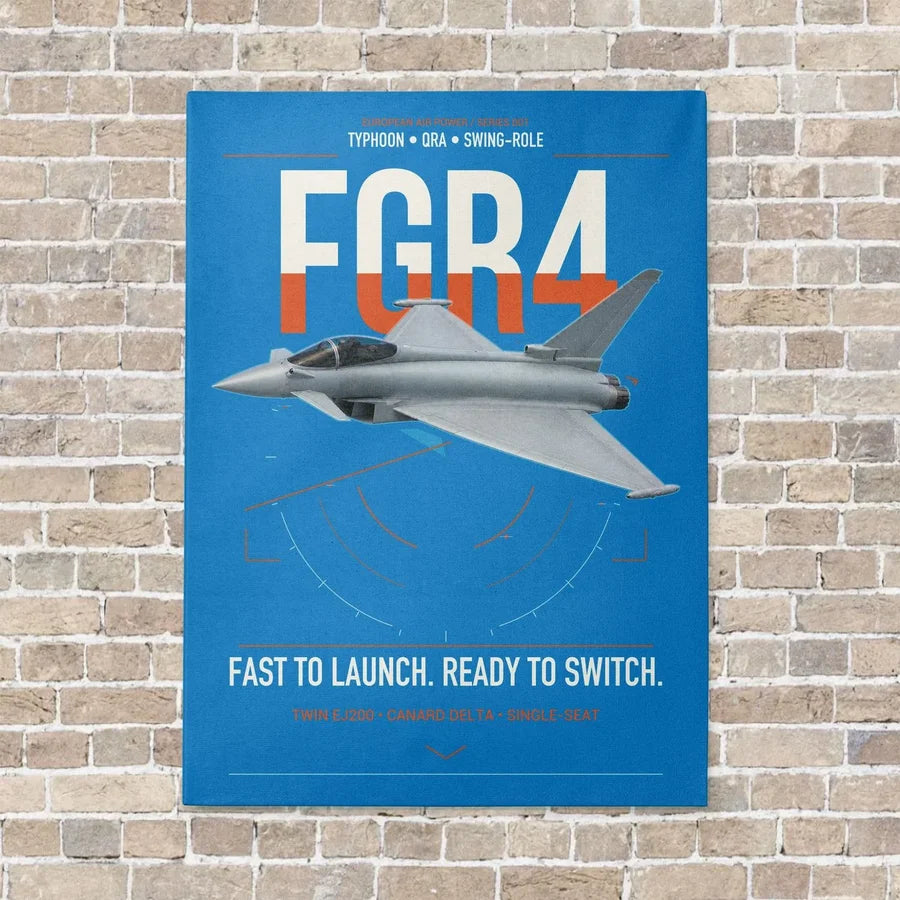Eurofighter Typhoon FGR4 vertical canvas print - no frame - turquoise background