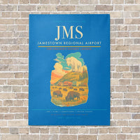 Thumbnail for Jamestown Regional Airport JMS vertical canvas print - no frame - turquoise background