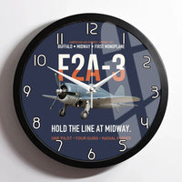Thumbnail for F2A-3 Buffalo Hold the Line at Midway design on navy blue framed wall clock