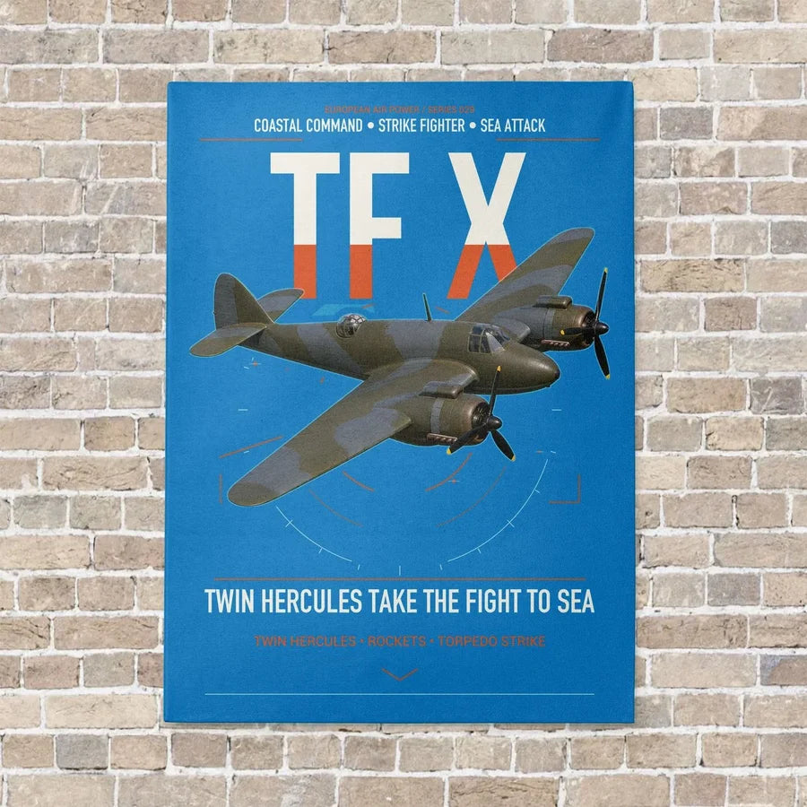 Bristol Beaufighter TF X vertical canvas print - no frame - turquoise background