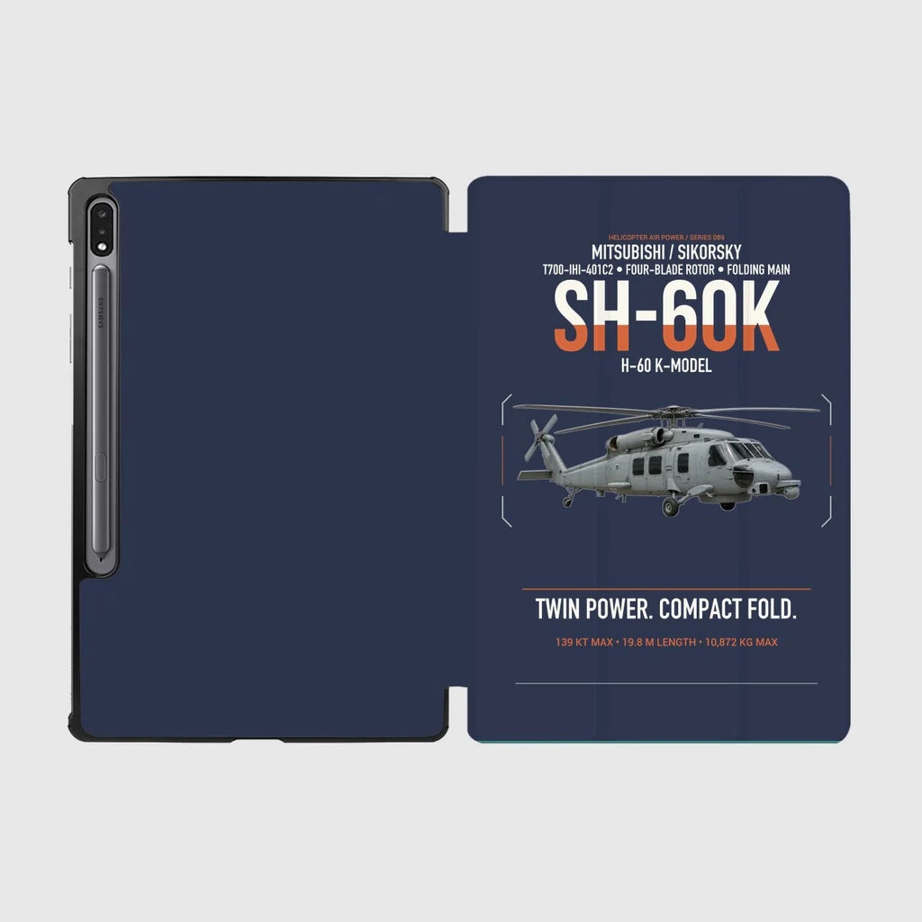 Mitsubishi Sikorsky SH-60K design on navy blue samsung tablet tablet case