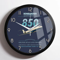 Thumbnail for Bombardier Challenger 850 design on navy blue framed wall clock
