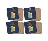 Thumbnail for Leipzig–Halle Airport (LEJ) design on navy blue 4 pieces set coaster